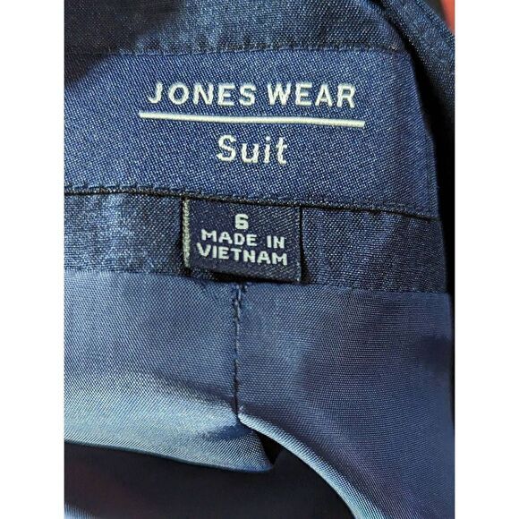 Jones Wear Women's Navy Blue Belted Long-Sleeve Suit Size 6 NWT - Picture 4 of 8